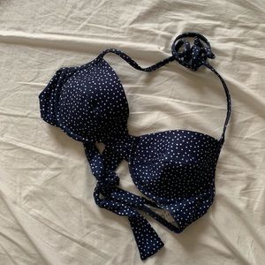 Navy Polkadot Bikini Top